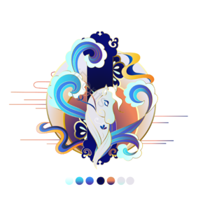 国风金线 剪纸叠加 十二生肖 马 矢量素材