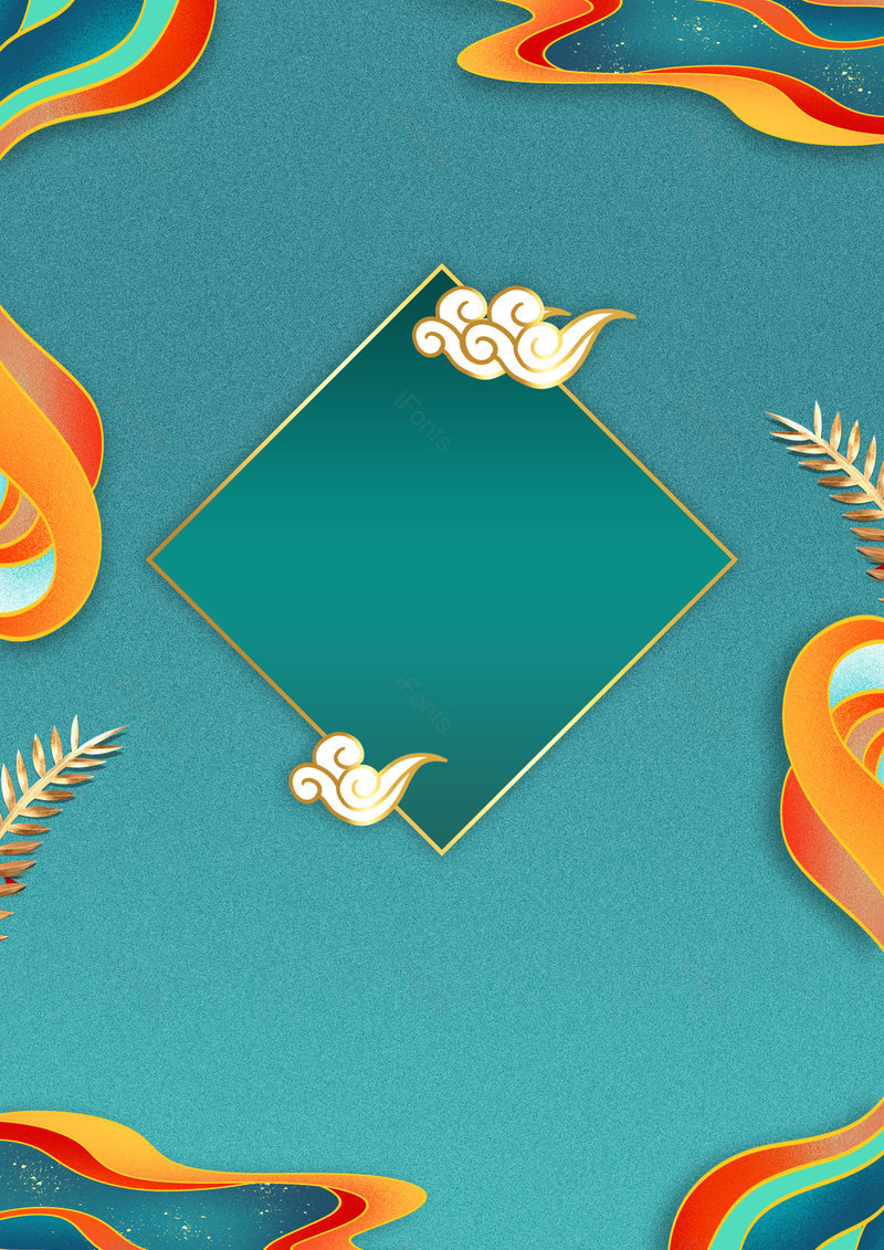 绿色磨砂质感中国风彩纹海报背景,插画/手绘图，插画/手绘图库，插画/手绘图下载,插画/手绘