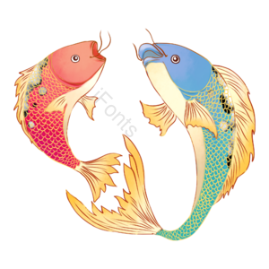 鱼 鱼元素 鱼素材 鱼装饰 插画鱼 手绘鱼 中国风元素 国潮素材