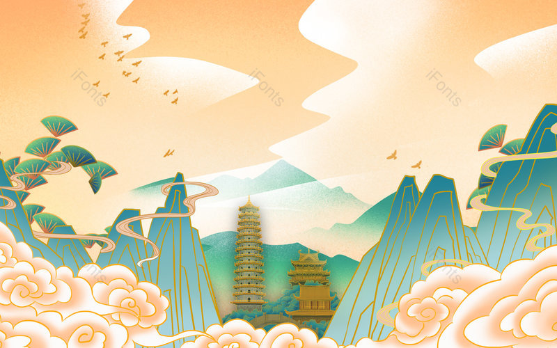 古风国潮风时尚海报展板背景图片,插画/手绘图，插画/手绘图库，插画/手绘图下载,插画/手绘