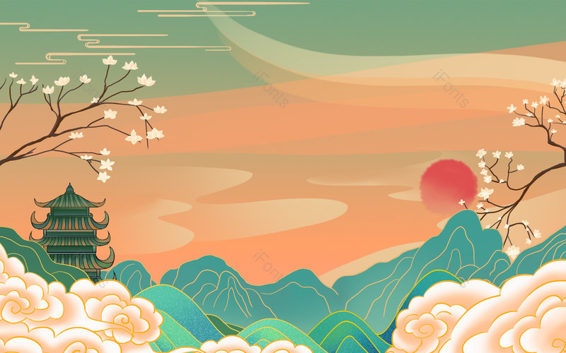 古风国潮风大气海报PPT背景图片,插画/手绘图，插画/手绘图库，插画/手绘图下载,插画/手绘