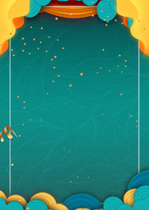 中国风 古风 云层 剪纸 绿色背景 纹理 帷幕 丝带