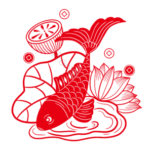 锦鲤 莲花 荷花 窗花 剪纸 手工