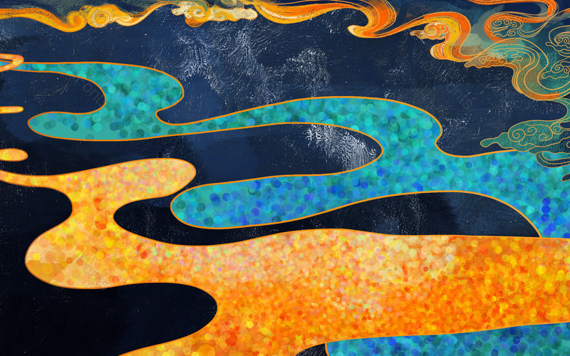 国潮中国风金色渐变线条云朵云纹背景,插画/手绘图，插画/手绘图库，插画/手绘图下载,插画/手绘