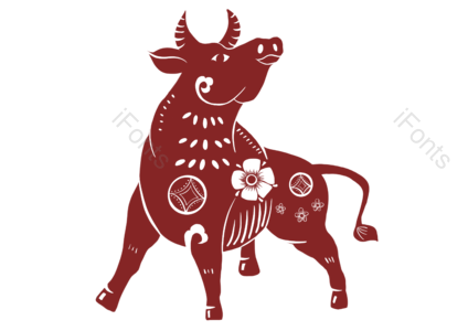 牛 剪纸 过年 中国年 公牛 牛 新年 牛年