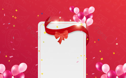 红色背景 气球 丝带 背景框 彩带 喜庆背景 节日通用 促销背景