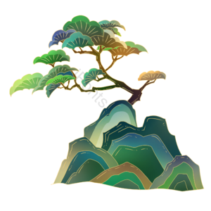 国潮 山 松树 古风 中国风