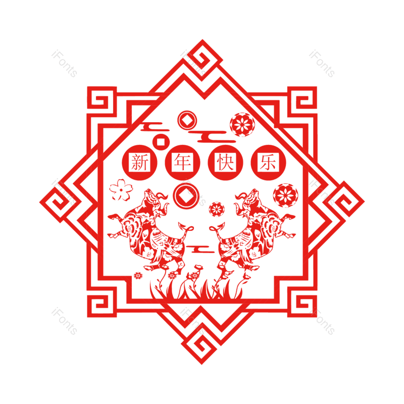 新年习俗窗花剪纸风格红色喜庆素材免抠png图片素材 免费下载 图片编号 736 51ifonts设计助手