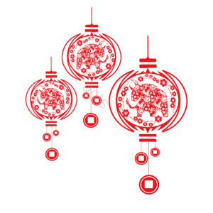 新年 剪纸 灯笼 牛年 喜庆