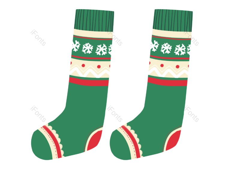 节日图片,节日素材元素,圣诞袜子PNG,绿色免抠素材