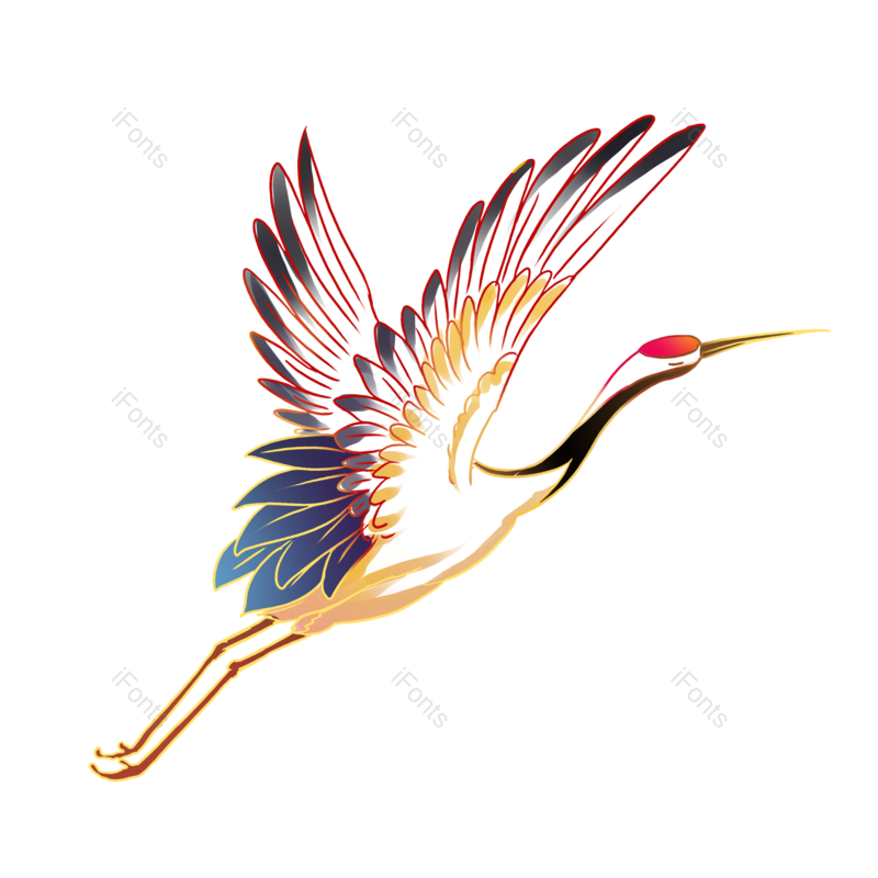 中国风图片,仙鹤元素,古风PNG,卡通手绘免抠素材