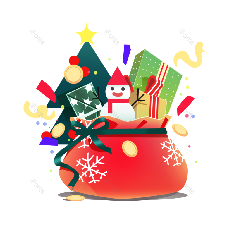 装饰元素图片,雪人元素,礼品盒PNG,圣诞节免抠素材