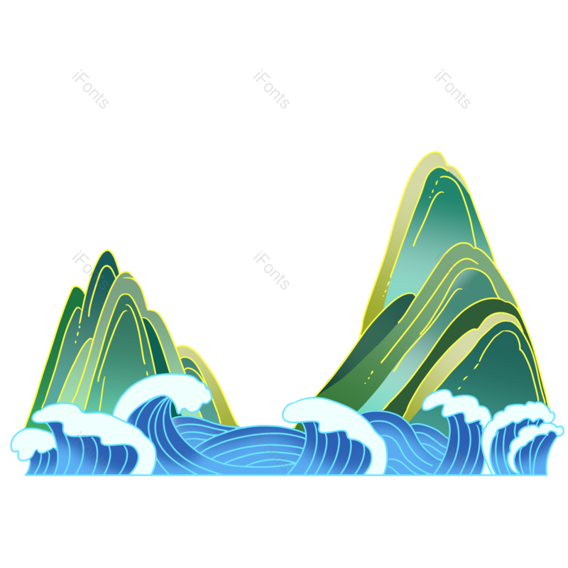 中国风图片,山水元素,浪花PNG,免抠素材