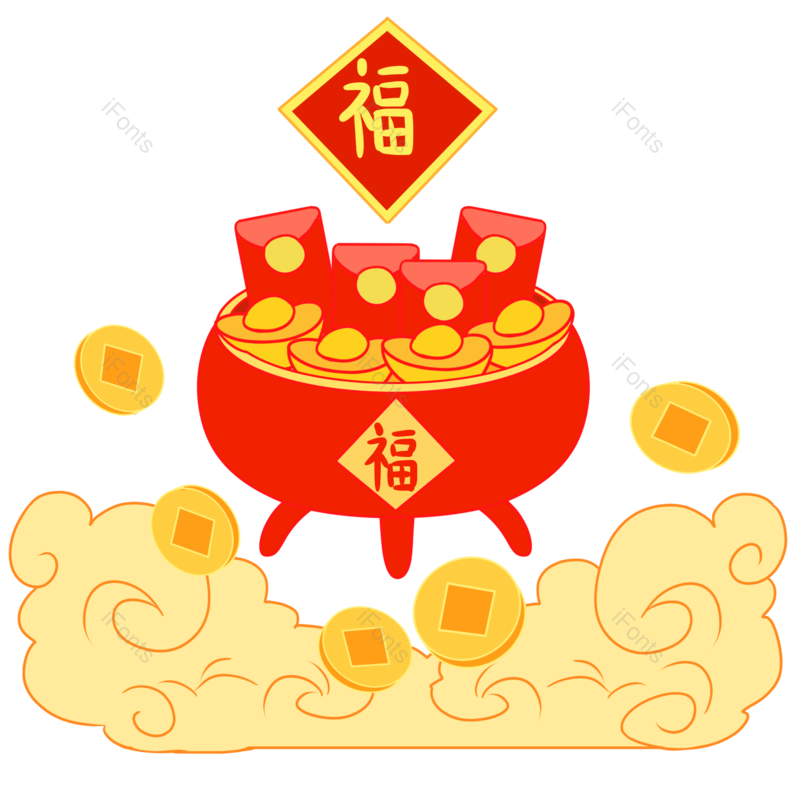 祥云图片,金币元素,过年PNG,新年免抠素材