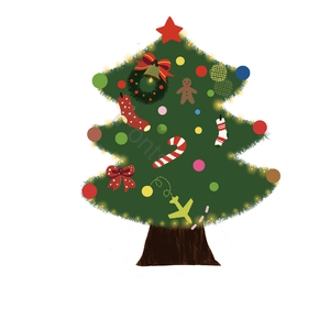 圣诞节 手绘 圣诞树 姜饼人 圣诞袜