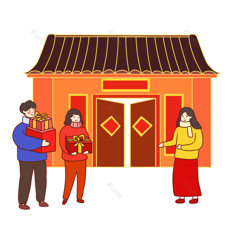 送礼图片,过年元素,拜年PNG,新年免抠素材