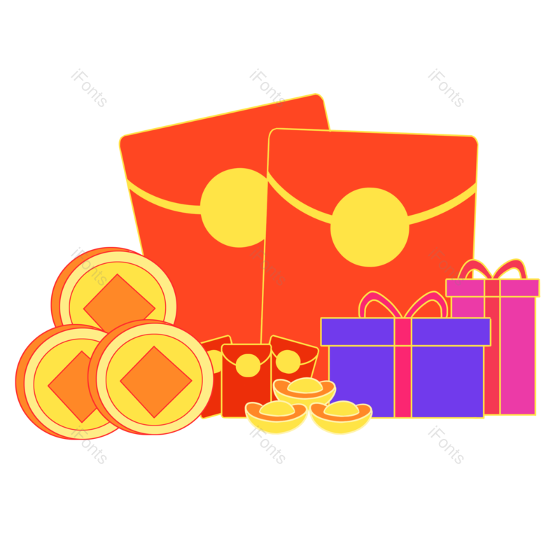金币图片,送礼元素,红包PNG,礼物免抠素材