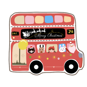 圣诞节 巴士 手绘 圣诞老人 麋鹿 熊