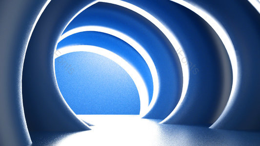 蓝色 空间 圆形 三维 背景图 光效 C4D 炫酷