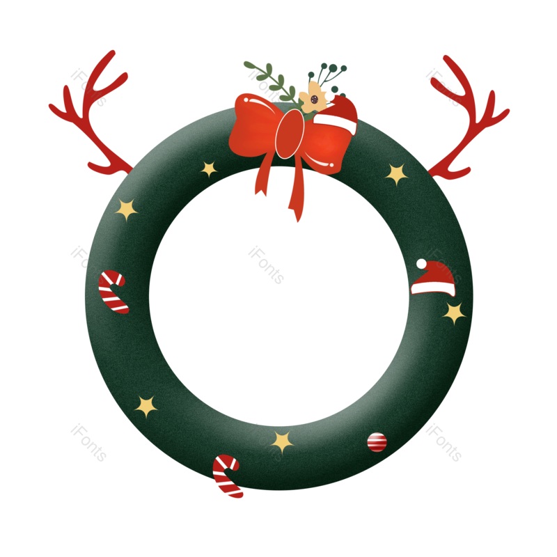 花环图片,蝴蝶结元素,圣诞装饰PNG,圣诞节免抠素材