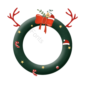 圣诞节 蝴蝶结 鹿角 花环 圣诞装饰 圣诞圈