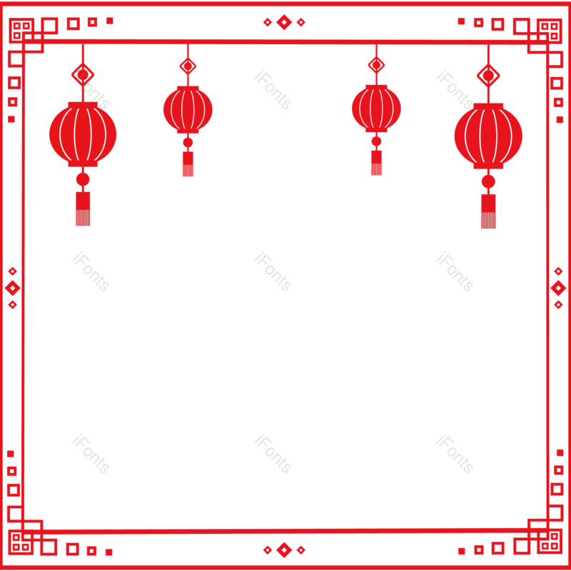春节图片,剪纸边框元素,灯笼PNG,新年免抠素材