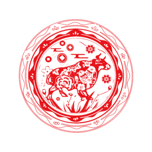 新年 剪纸风格 生肖牛 喜庆 png