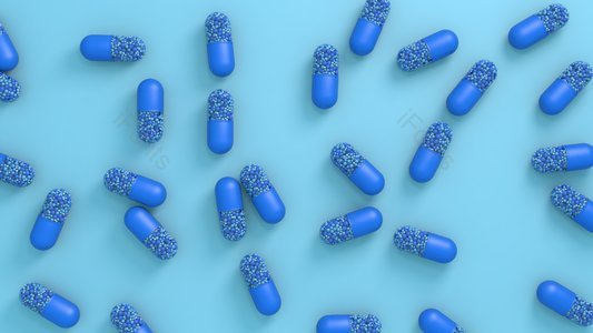 蓝色背景 C4D 建模 艾滋病 药丸 海报背景