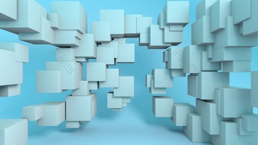 几何体 空间感 C4D 蓝色背景 海报背景