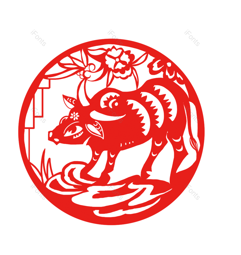 窗花图片,剪纸元素,动物PNG,新年免抠素材