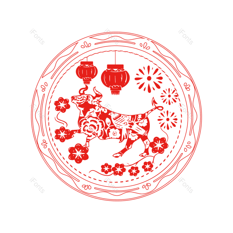 春节图片,灯笼元素,剪纸风格PNG,新年免抠素材