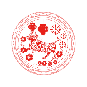 新年 春节 剪纸风格 灯笼 png 牛