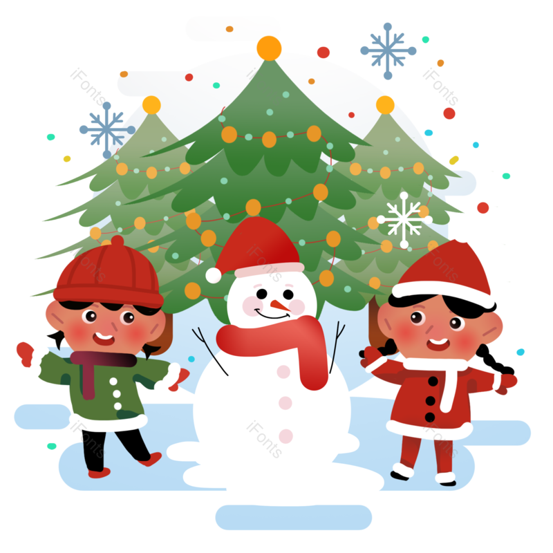 小朋友图片,雪花元素,雪人PNG,圣诞节免抠素材