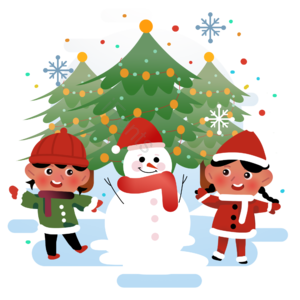 圣诞节 雪人 圣诞树 小朋友 雪花