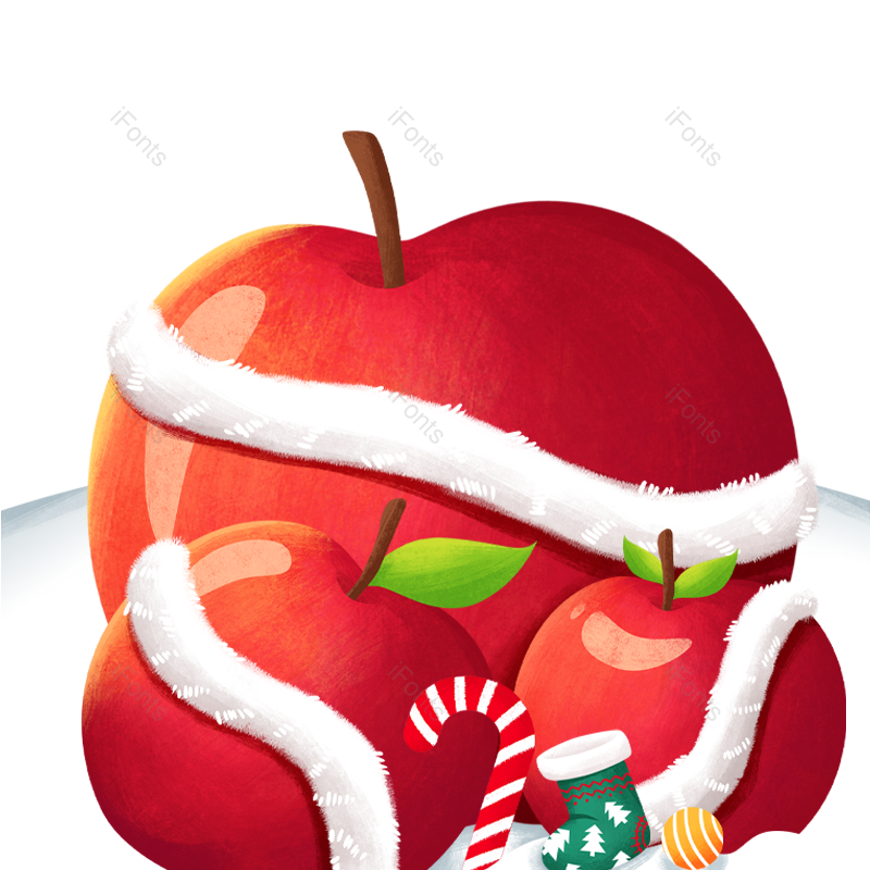 苹果图片,装饰元素元素,圣诞节PNG,卡通手绘免抠素材