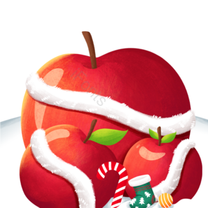 圣诞节 平安夜 苹果 卡通手绘 装饰元素