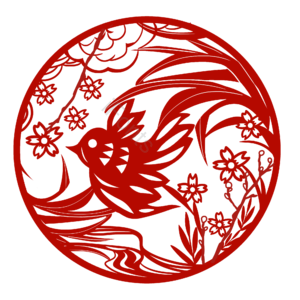 新年 窗花 剪纸 鸟 花 小年