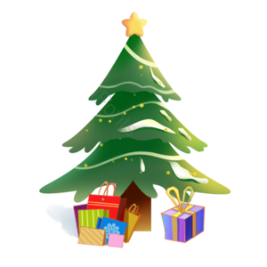 手绘插画 圣诞节 圣诞树 礼品盒 元素装饰