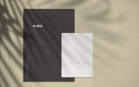 米色背景 清新文艺 磨砂质感 光影 光效 阴影 树叶阴影 卡片样机