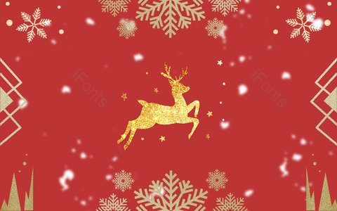红色 雪花 麋鹿 背景 平安夜