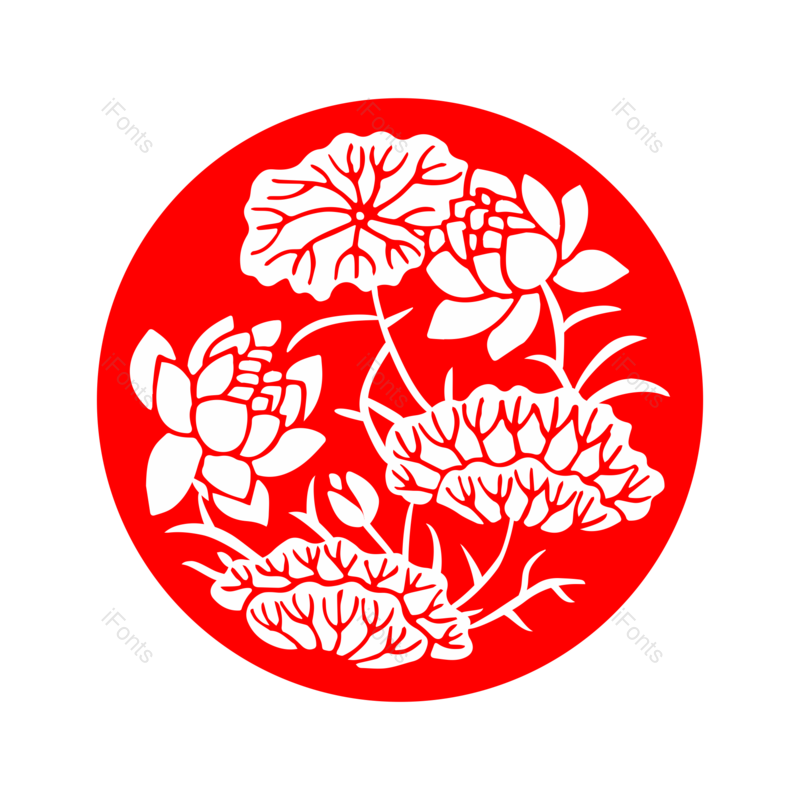 剪纸图片,荷叶元素,PNG,免抠素材