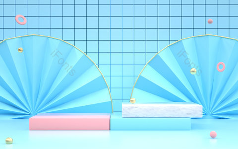 C4D 清新 简约 美妆 个护 产品展台 活动背景 清新背景