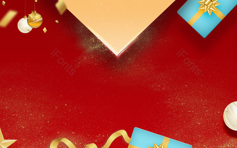 圣诞节 平安夜 装饰背景 促销背景 金色方块 礼盒 彩带 圣诞球