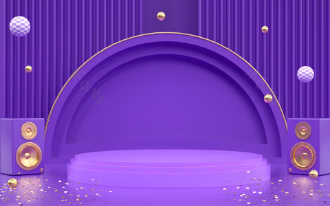 C4D 紫色 大气 展台 电商 活动海报背景 海报背景 电商背景