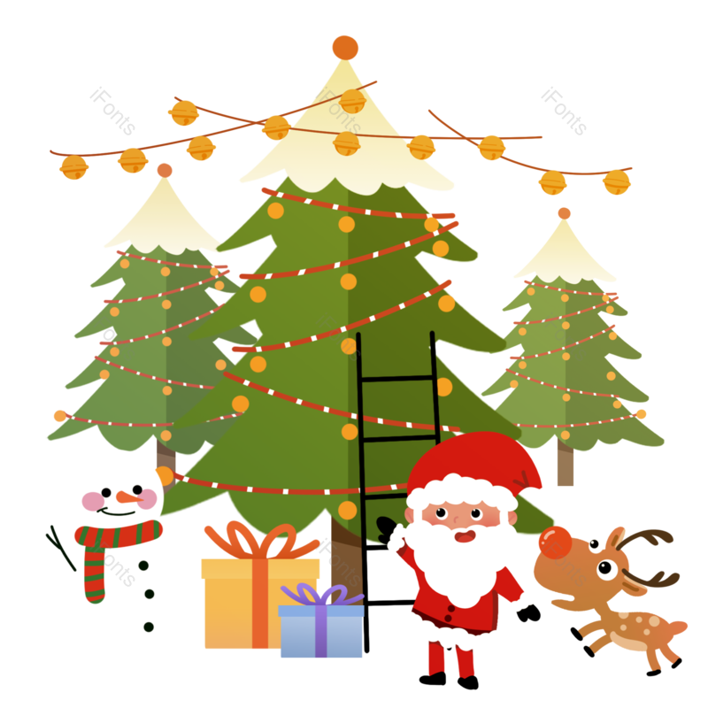 麋鹿图片,圣诞老人元素,雪人PNG,圣诞节免抠素材