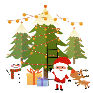 圣诞节 圣诞树 雪人 麋鹿 圣诞老人