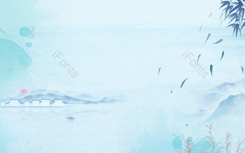 古风背景 中国风背景 国潮背景 传统节日背景 复古背景 古楼 红日 湖