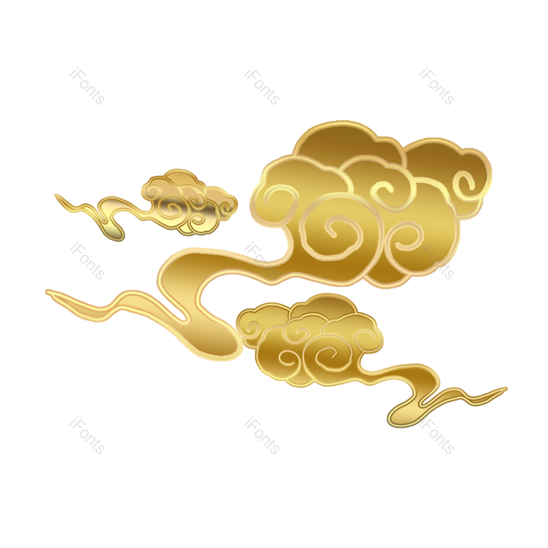 金色装饰图片,金色云纹元素,金色素材PNG,云朵免抠素材