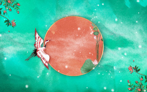 古风背景 中国风背景 国潮背景 传统节日背景 复古背景 仙鹤 云雾 树枝