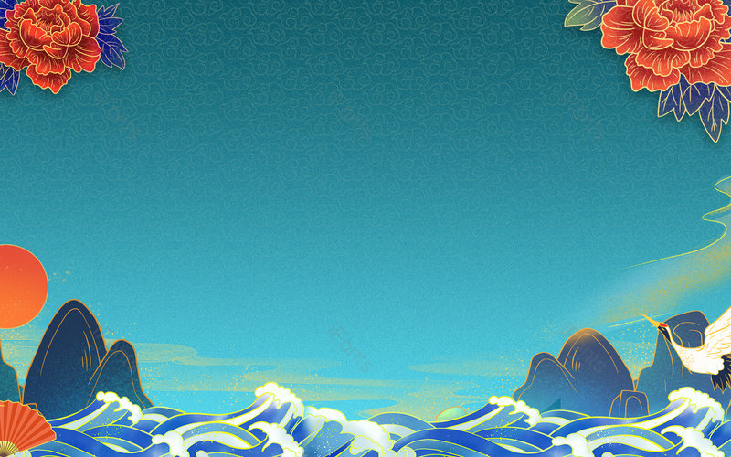 中国风鎏金山峦复古大气海报背景,插画/手绘图，插画/手绘图库，插画/手绘图下载,插画/手绘